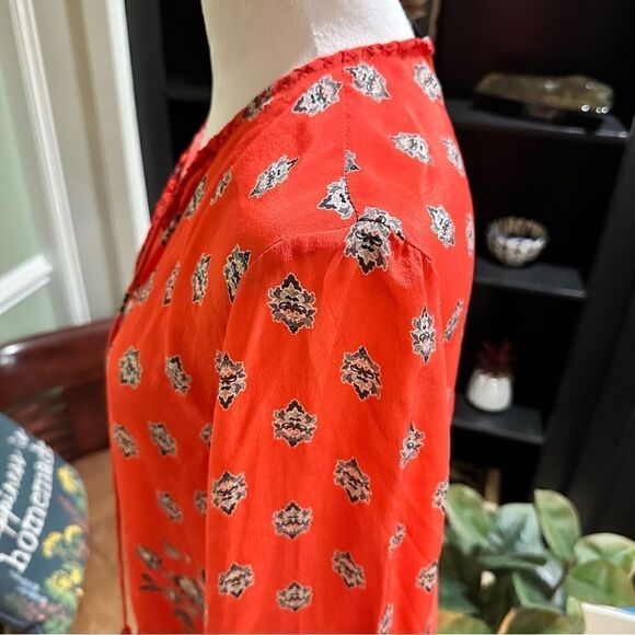 Tolani Red Floral Silk Blouse Size Small - Picture 7 of 13